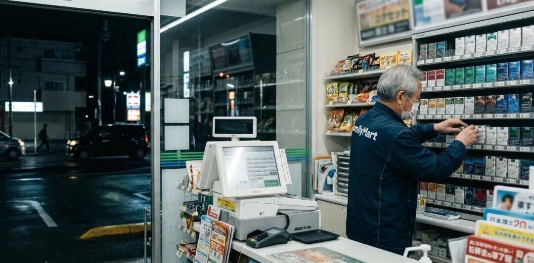 深夜便利店里的老年店员