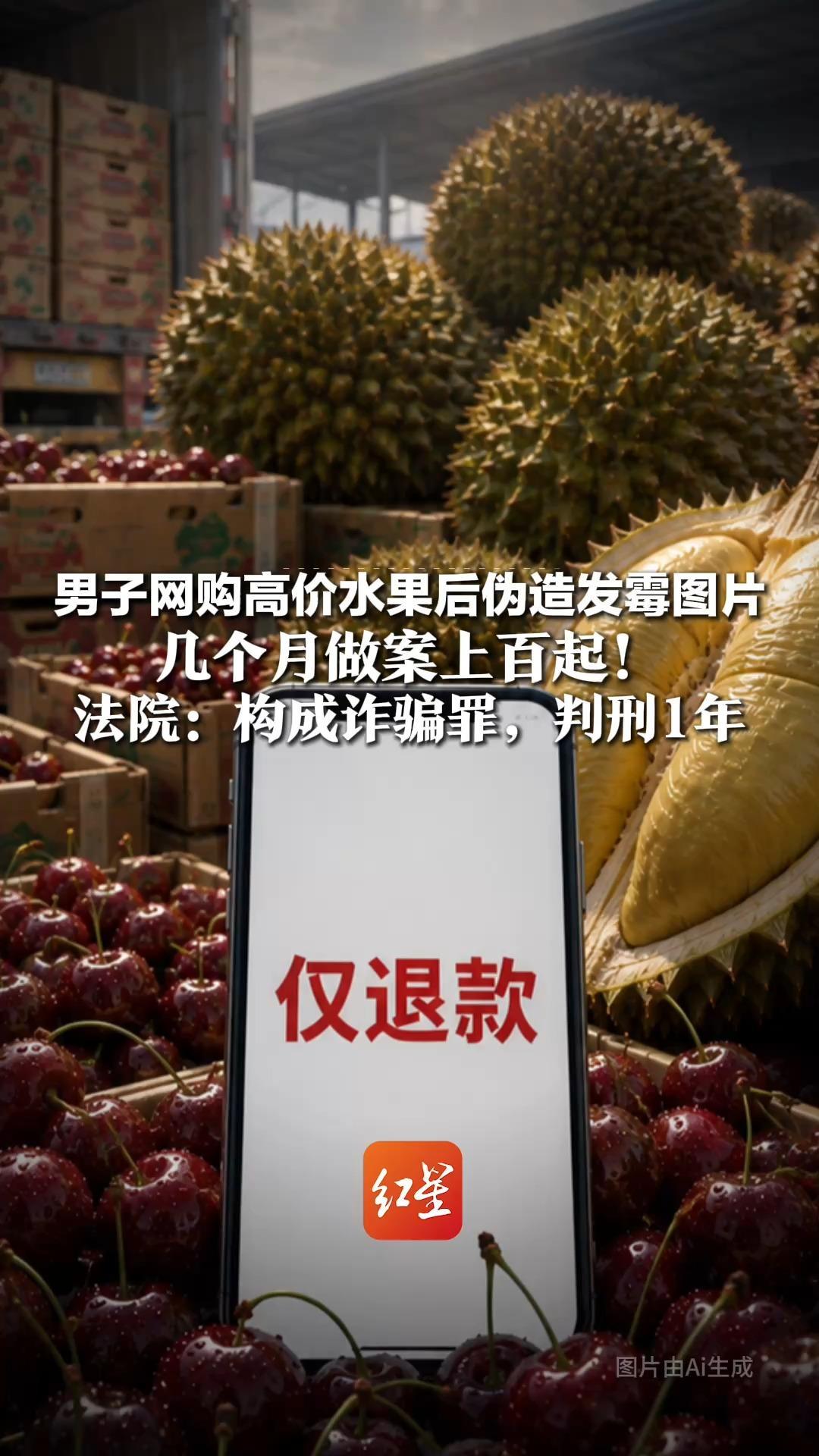 恶意“仅退款”可能被判刑，男子网购高价水果后伪造发霉图片，几个月做案上百起！法院：构成诈骗罪，判刑1年