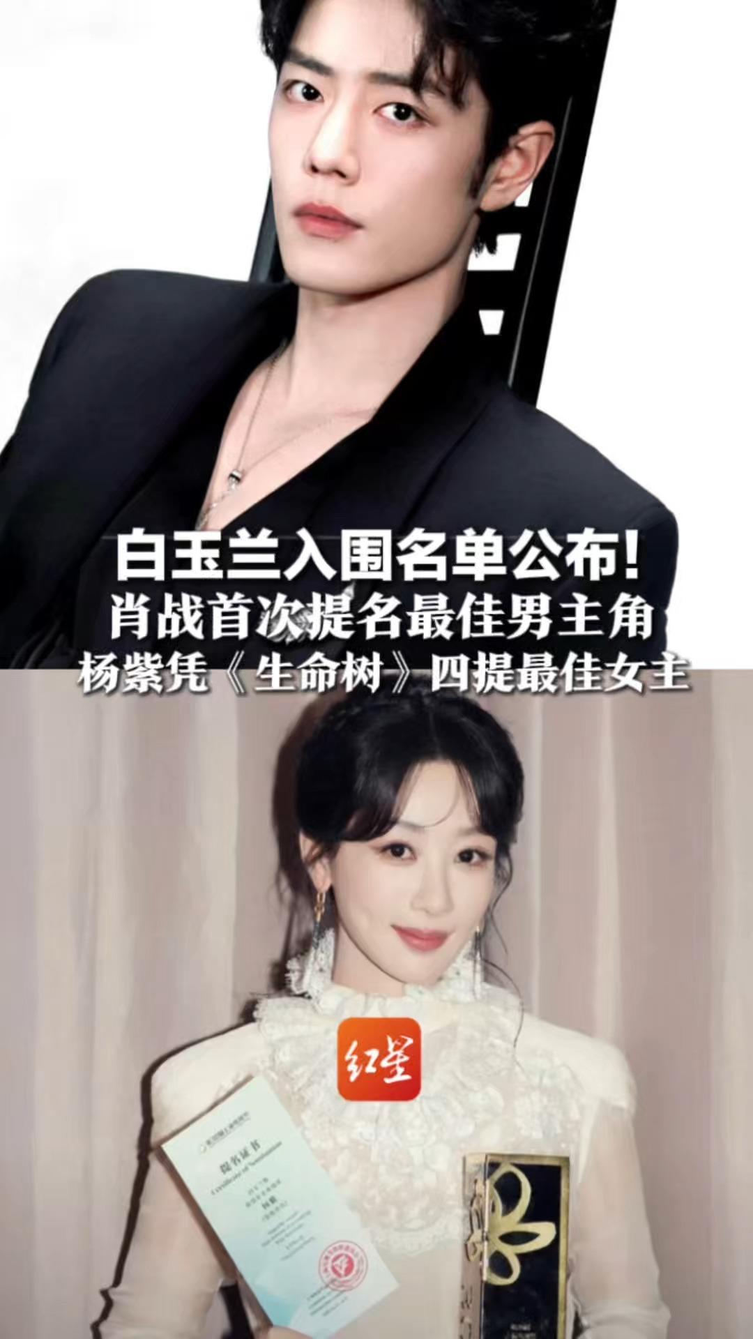 白玉兰入围名单公布！肖战首次提名最佳男主角 杨紫凭《生命树》四提最佳女主  你最期待谁获奖？