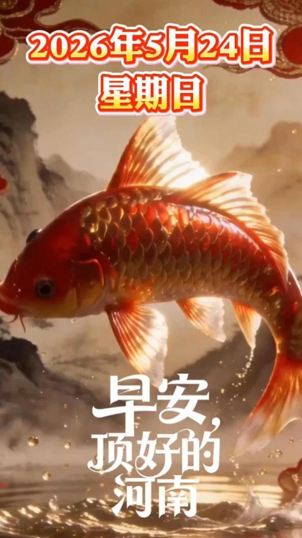 5月24日，五月二四顺顺顺，万事如意不用问。财神进门送红包，阖家欢乐福自奔。 #早安顶好的河南
