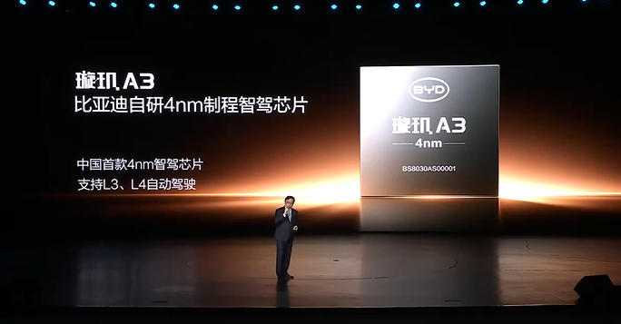 比亚迪发布中国首款4nm智驾芯片璇玑A3,单车三颗算力超2100TOPS