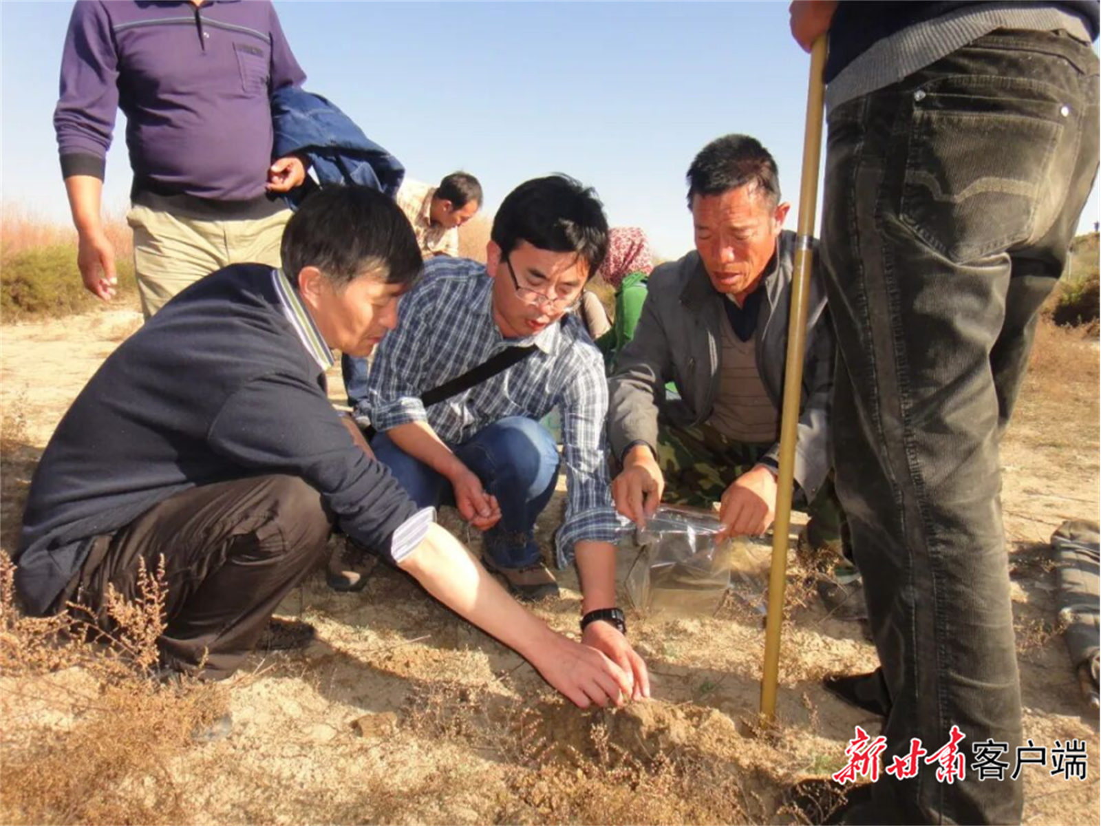 苏伯民(左一)、于宗仁(左二)在陕西统万城遗址现场。(图片均为资料图)