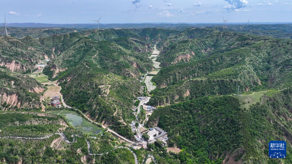 这是6月11日拍摄的青山环抱的陕西省延安市延川县文安驿镇梁家河村(无人机照片)。