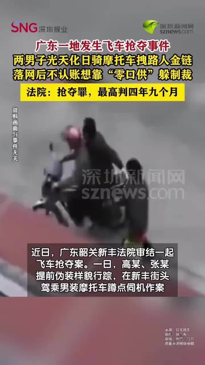 2男子飞车抢夺金链零口供被判刑