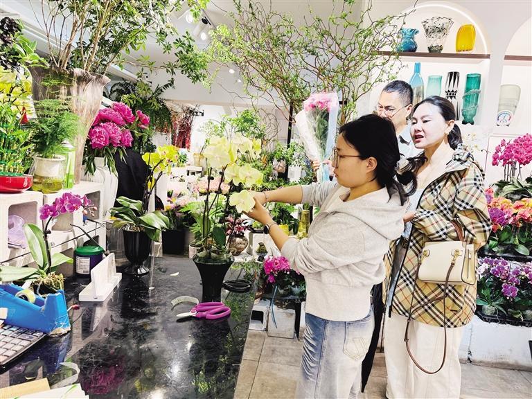 市民在选购君子兰