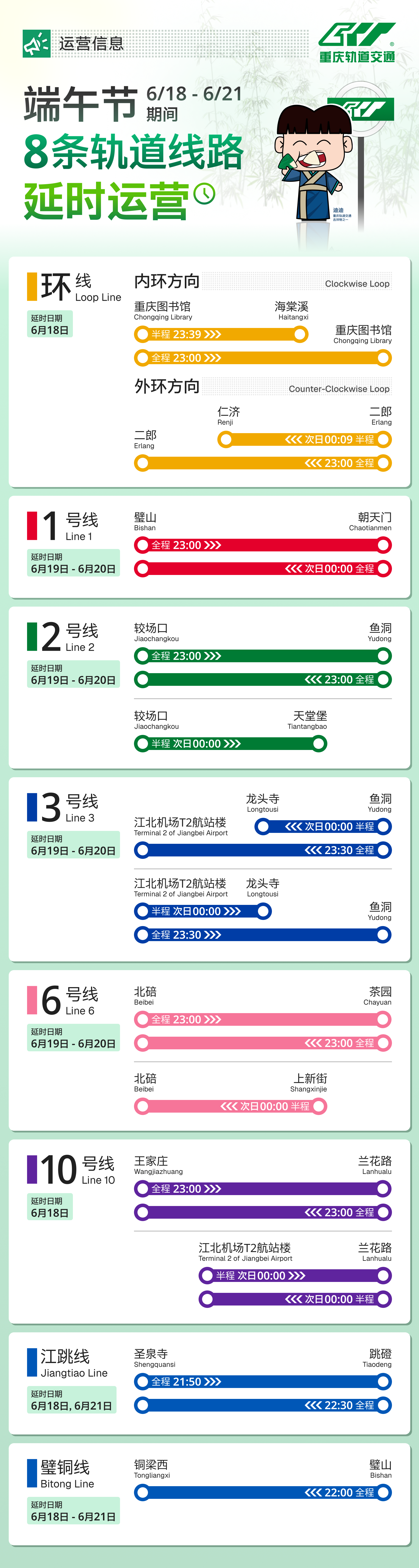 划“粽”点,端午假期重庆公共交通运营时间有调整
