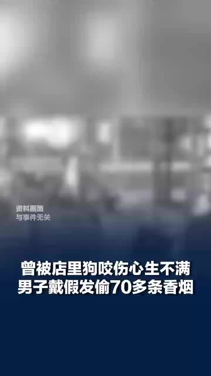 男子换装戴假发偷70多条香烟被抓：曾被店里的狗咬伤，心生不满