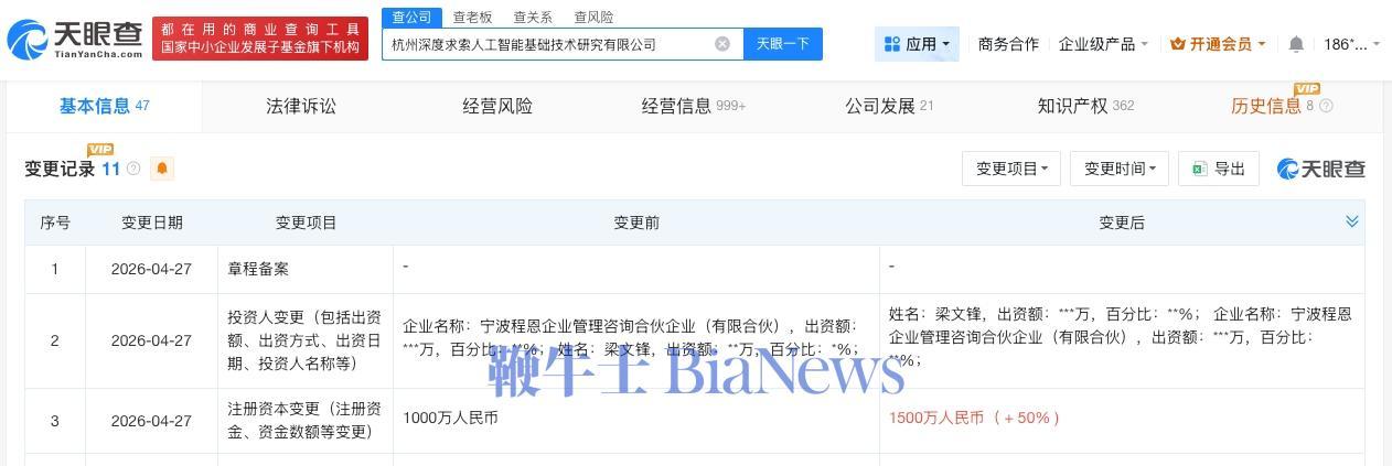 DeepSeek 4000亿估值融资510亿,腾讯京东网易参投