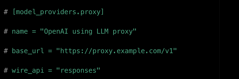 Codex的model_providers配置示例。base_url是模型地址,而协议字段wire_api只认responses一个值。