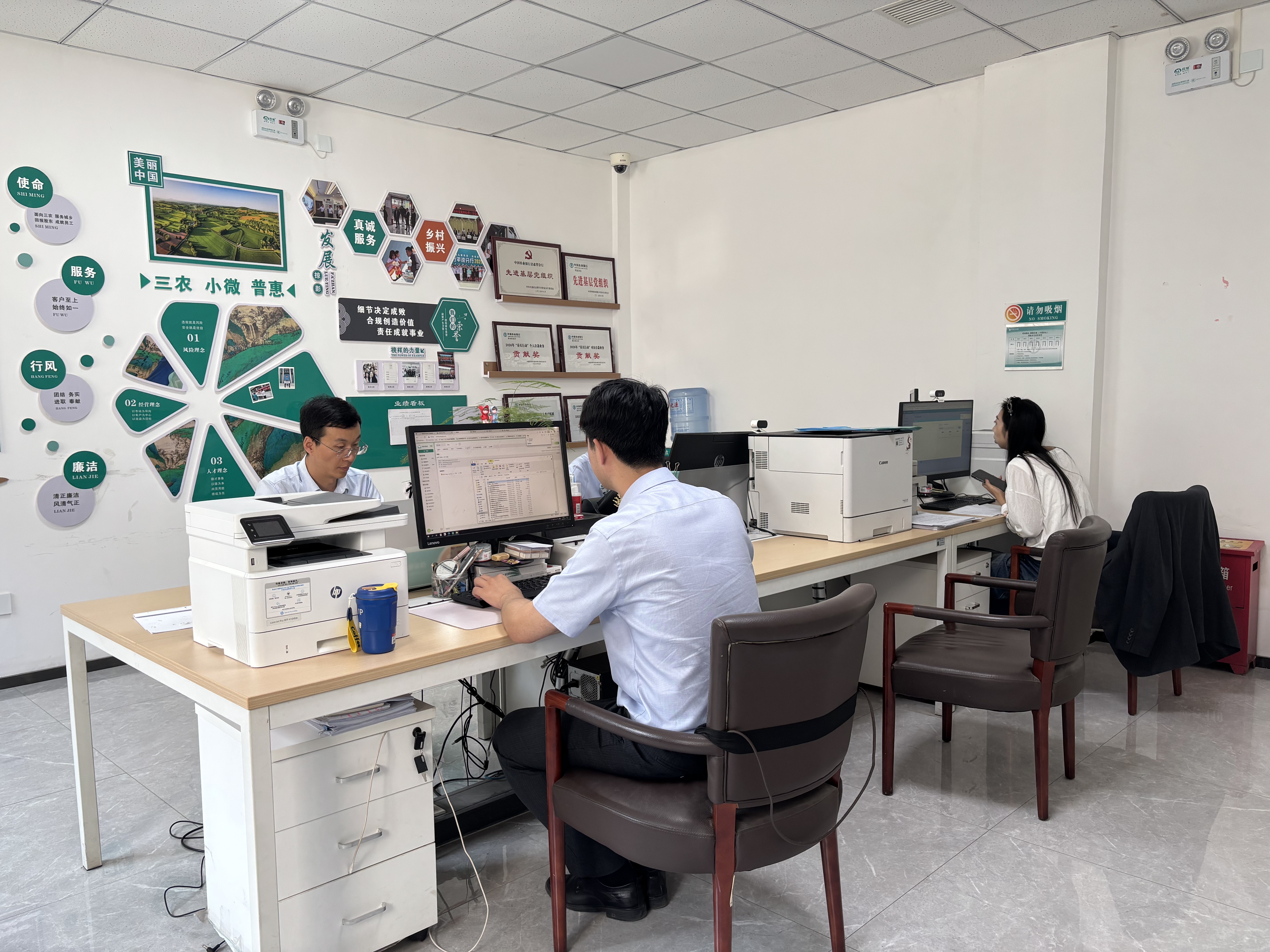（图片为中国农业银行灵台县支行工作人员办公）