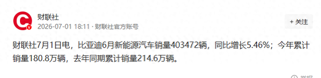 比亚迪6月售40.3万辆！海外占比超4成，欧尔班下台引隐忧