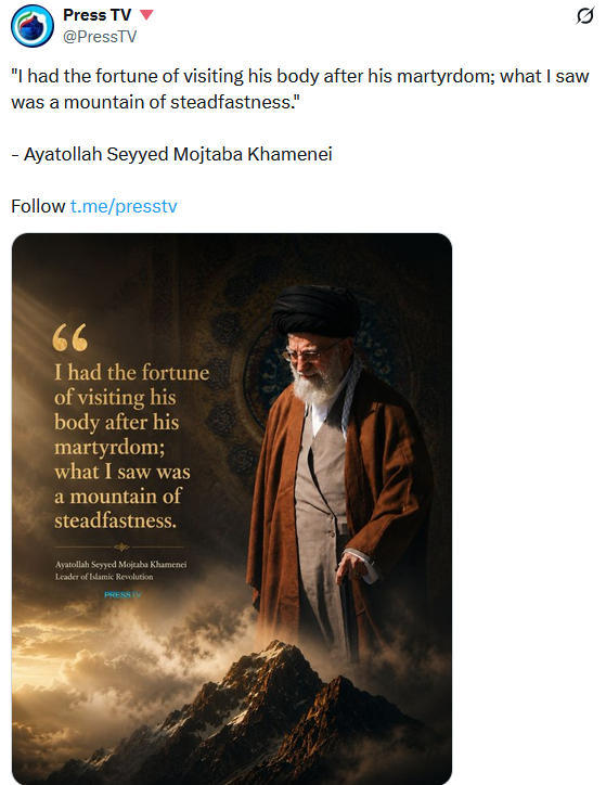 穆杰塔巴：我瞻仰了哈梅内伊的遗体，看到了一座屹立不倒的山峰
