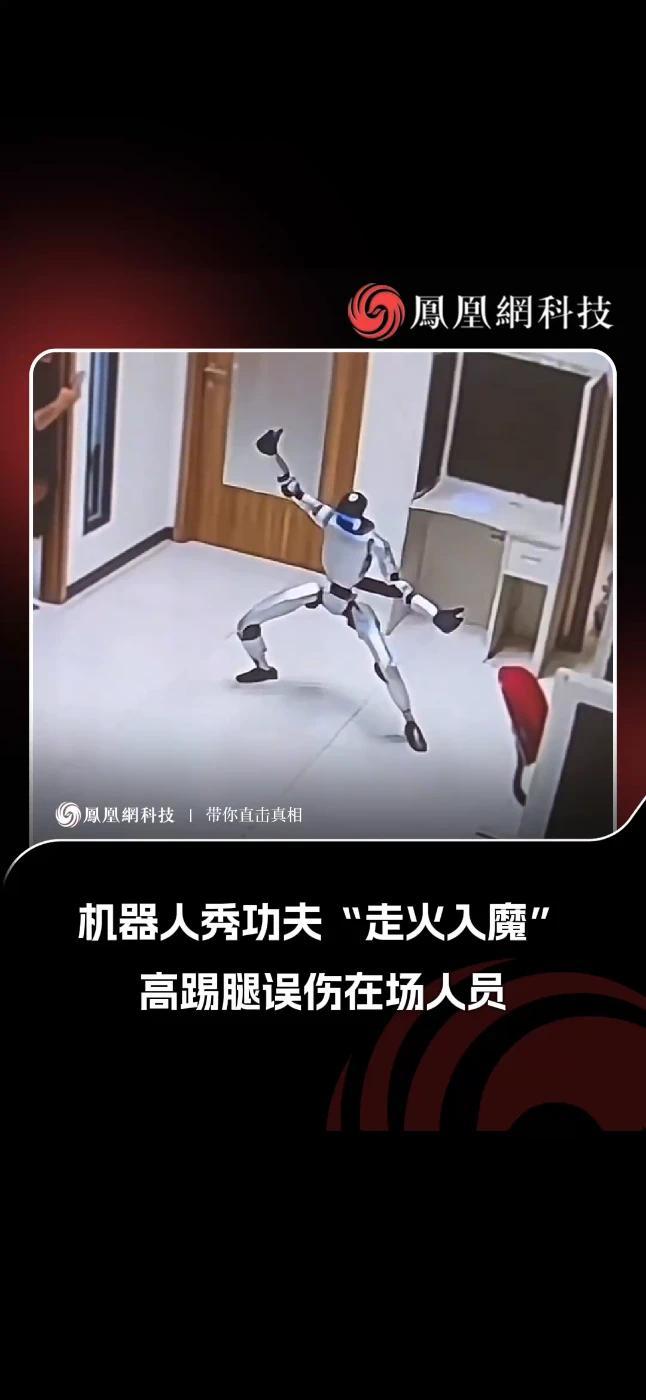 机器人秀功夫“走火入魔”，高踢腿误伤在场人员 #科技 #机器人 #功夫 #表演