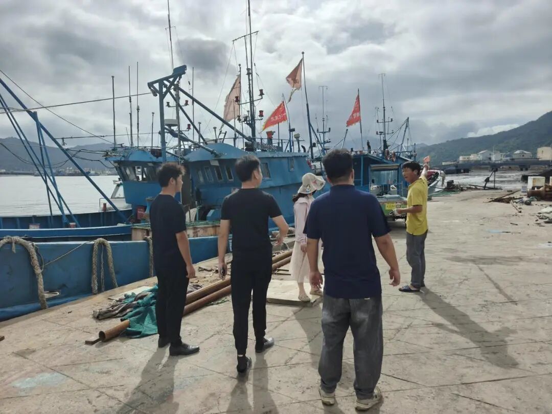 高塘岛乡金高椅码头,工作人员检查渔船防台安全情况.jpg
