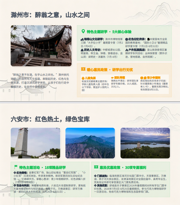 全国学生福利！安徽推出192条暑期研学旅游优惠政策