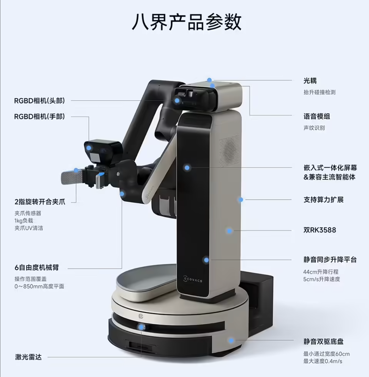 科沃斯发布首款开源机器人“八界”:定价49990元,配备六轴机械臂