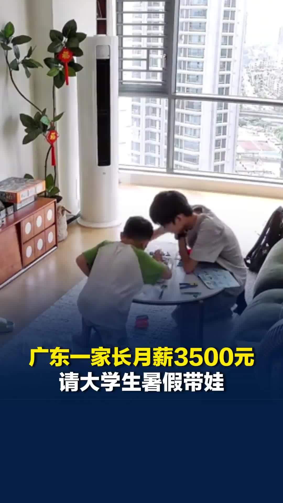 广东一家长月薪3500元请大学生暑假带娃：大学生精力充沛，容易和孩子相处