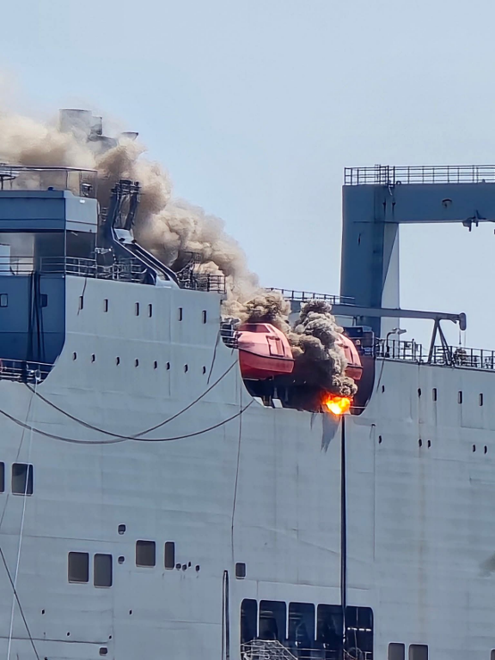 Shocking Footage Released! US Navy Supply Ship Catches Fire, Smoke Visible for Miles