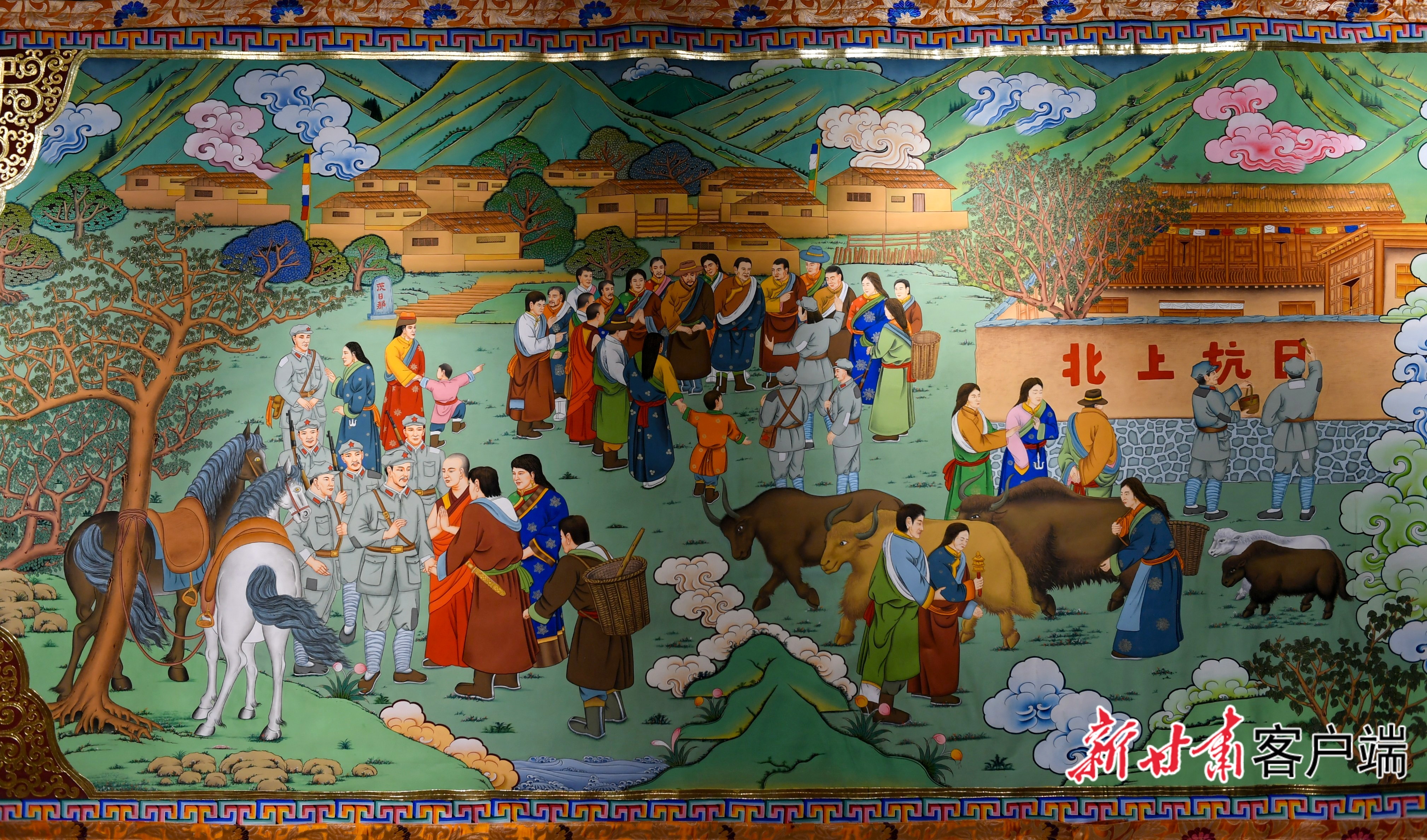 红色唐卡作品《红军长征过甘南》 本文图片由新甘肃·甘肃日报记者马伊星摄