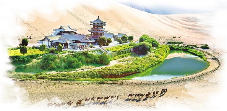 敦煌鸣沙山月牙泉　王杰