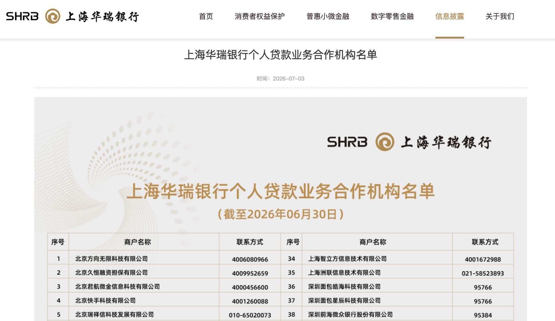 图片来源:上海华瑞银行网站截图
