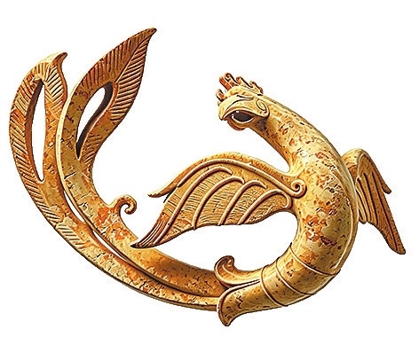 殷墟博物馆大厅上方的玄鸟。记者 杨之甜 摄