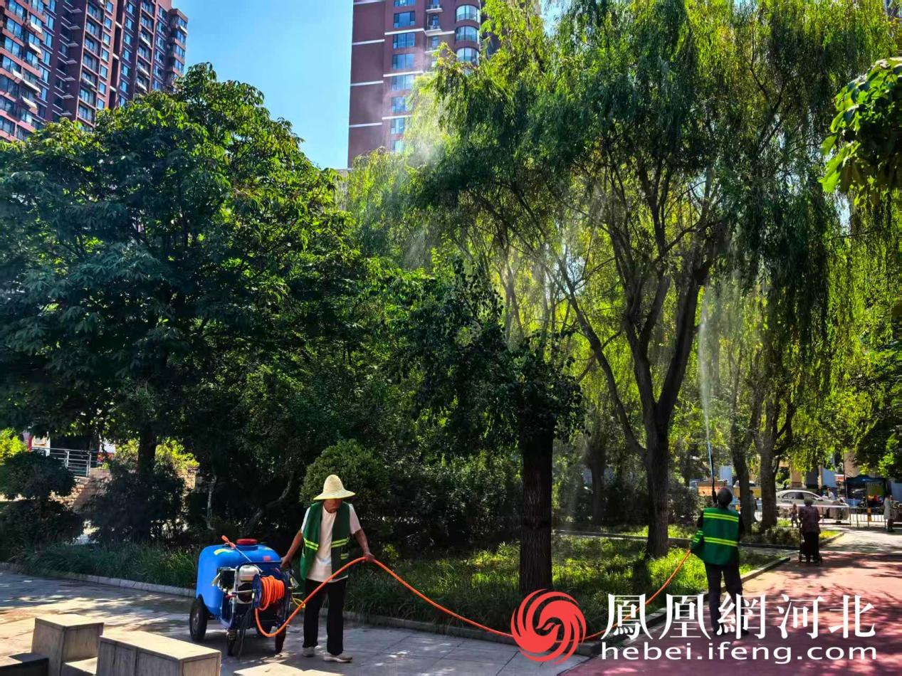 工作人员正在喷洒防蚊药剂