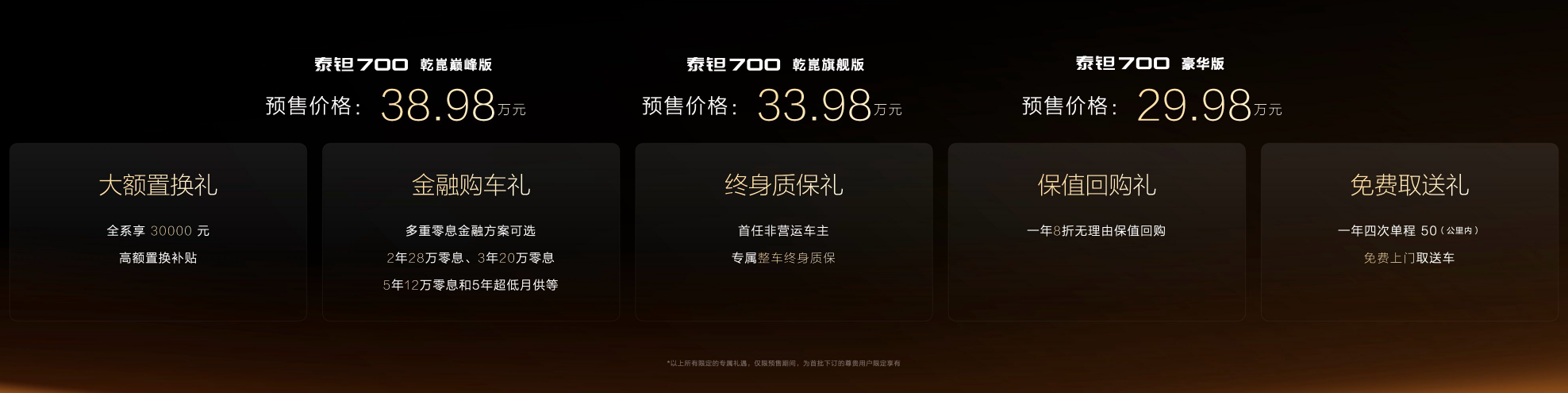 北京越野泰钽700正式开启预售，预售价29.98万元起，