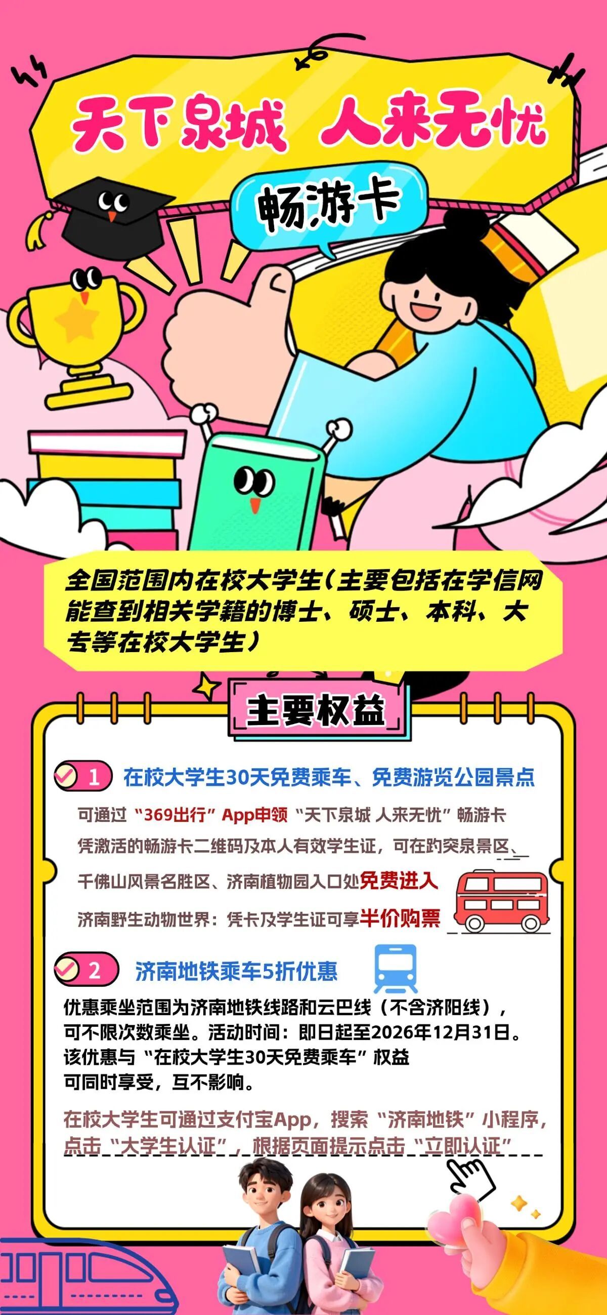 图中为畅游卡详细政策(图片来源:济南市文化和旅游局公众号)