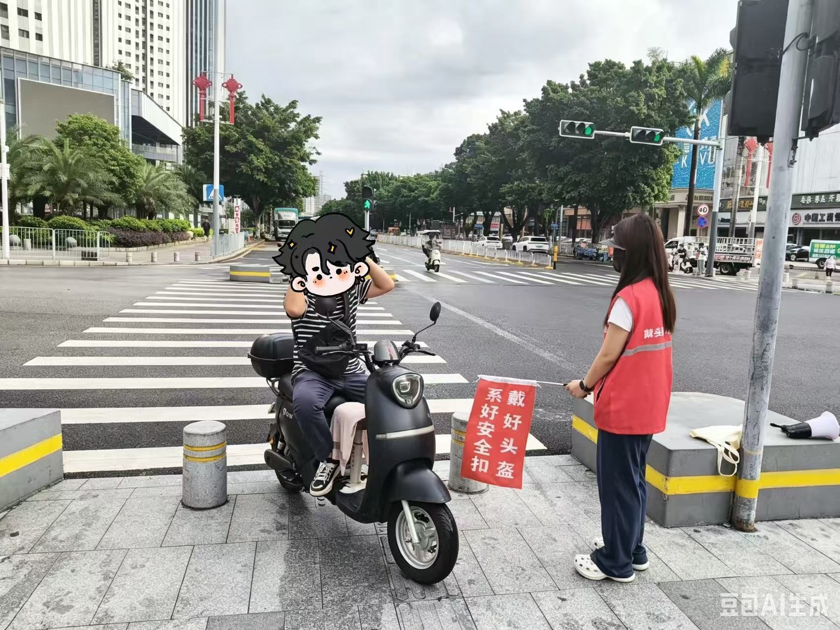 河西社区常态化开展路口交通劝导 筑牢骑行安全防线