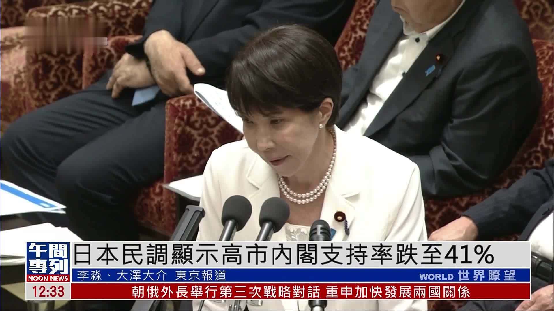 日本民调显示高市早苗内阁支持率跌至41%