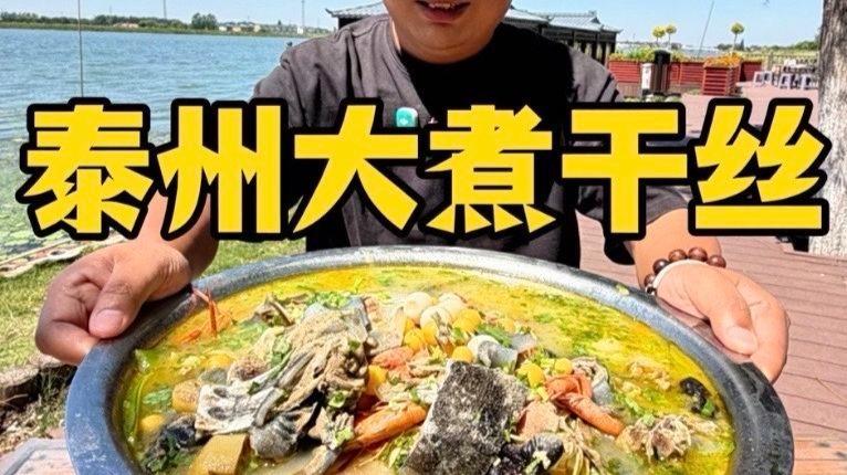 江苏泰州河边硬核早茶店，大煮干丝一份500元，有土甲鱼有河虾