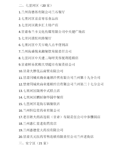 兰州今年首批放心消费承诺单位公示 有你常去的吗