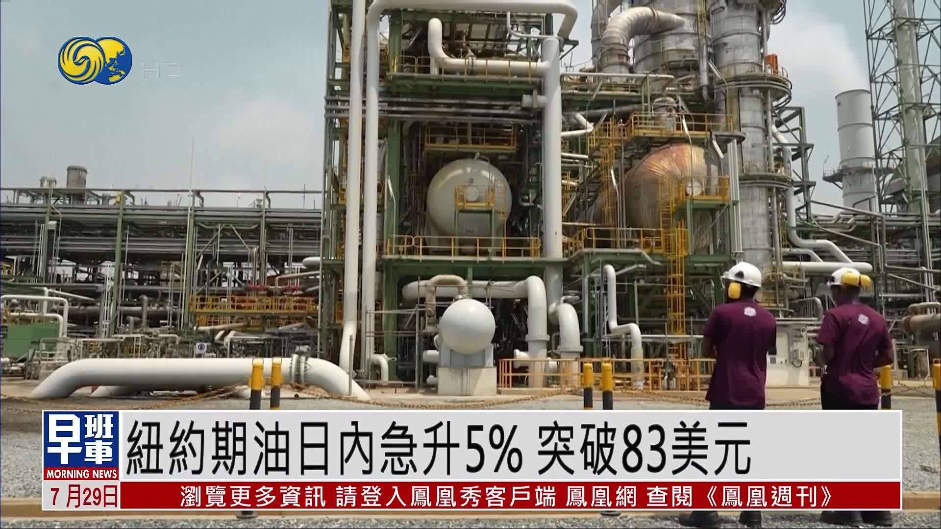 纽约期油日内急升5% 突破83美元