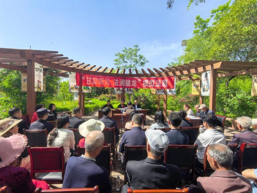 区法院蟠龙法庭联合蟠龙镇党委、镇政府在车家寺村文化广场,开展“甘棠听讼 法润蟠龙”模拟法庭活动。