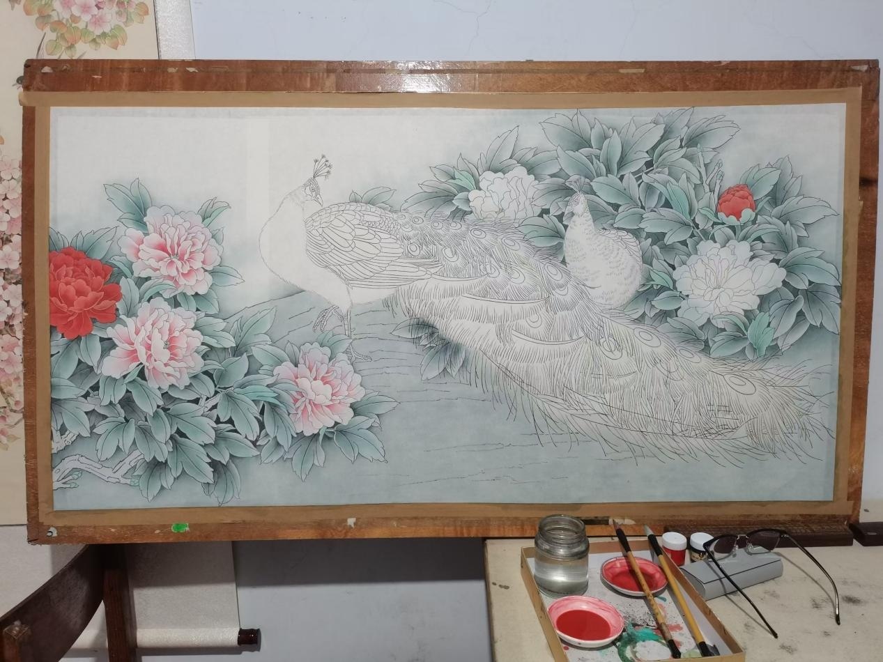 （孔雀牡丹创作中）