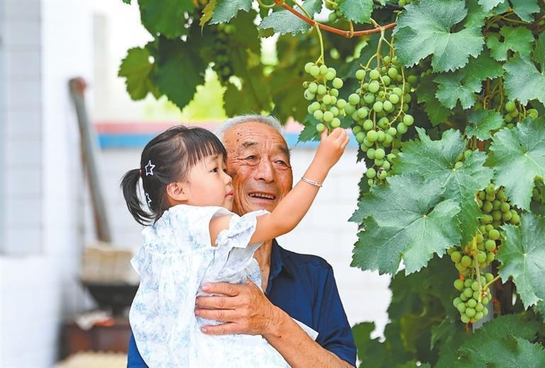 陆孝兰抱着重孙女开心玩耍