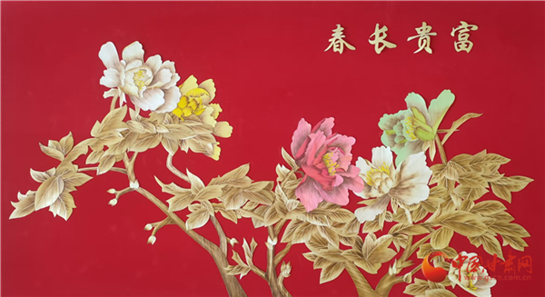 麦秆画作品富贵长春