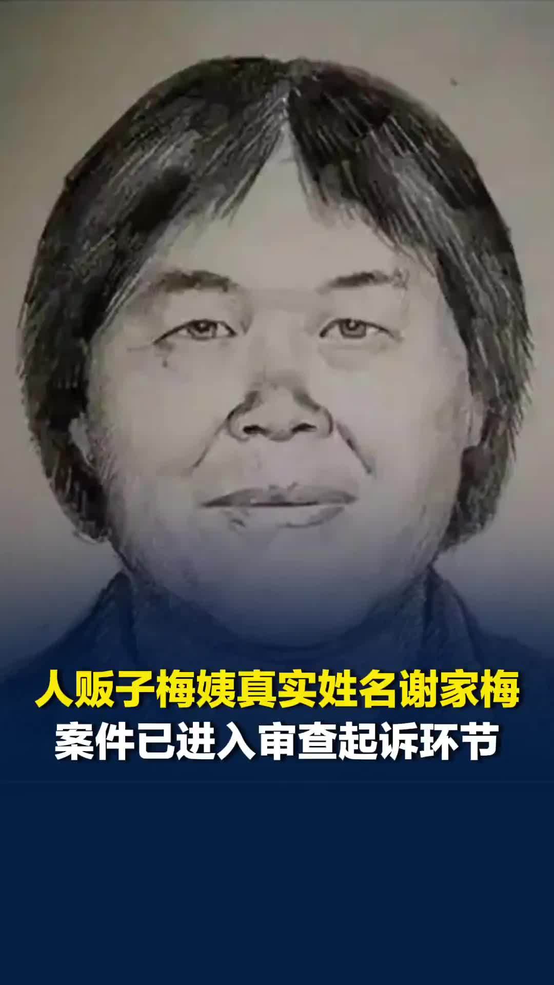 人贩子“梅姨”的真实姓名叫谢家梅，目前案件已经正式进入审查起诉环节
