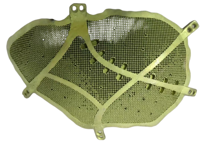 图为：该新型3D打印“蜂窝状”颅骨修补材料。