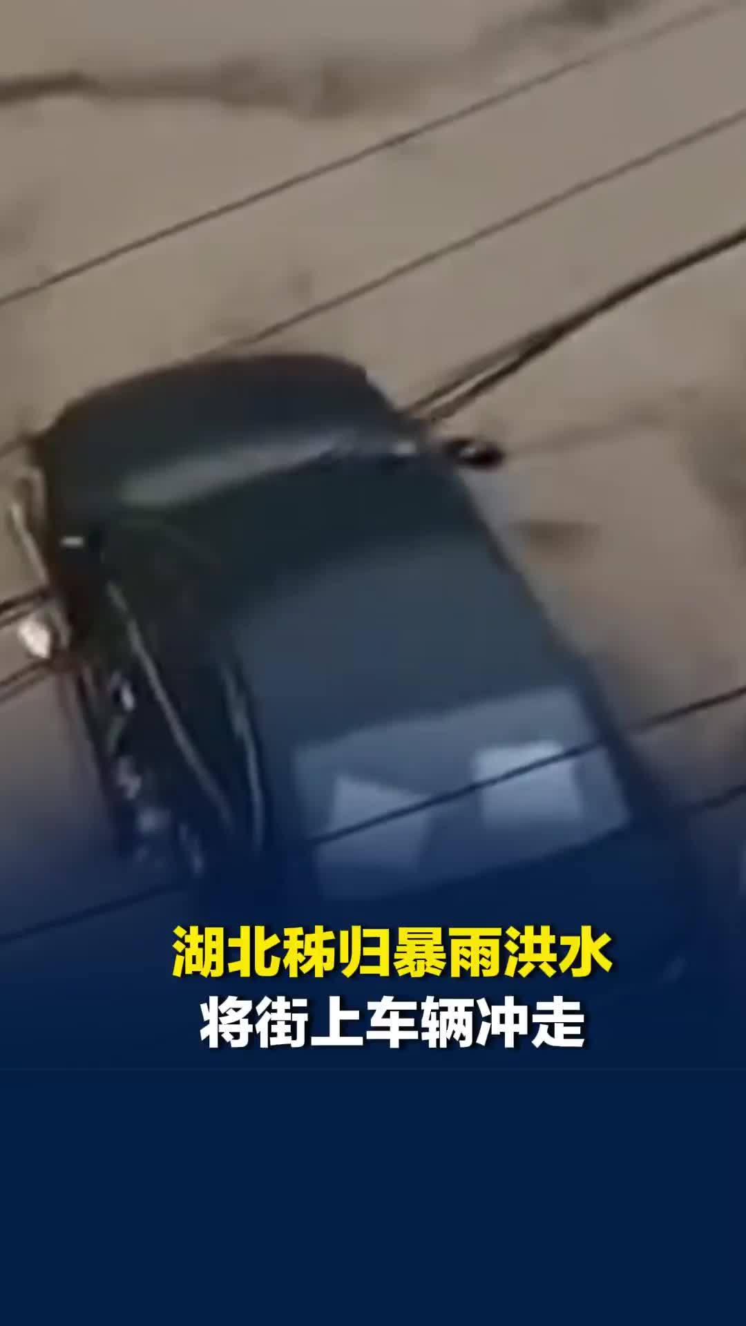 湖北秭归暴雨！洪水将街上车辆冲走，商户：店内进水遭受损失