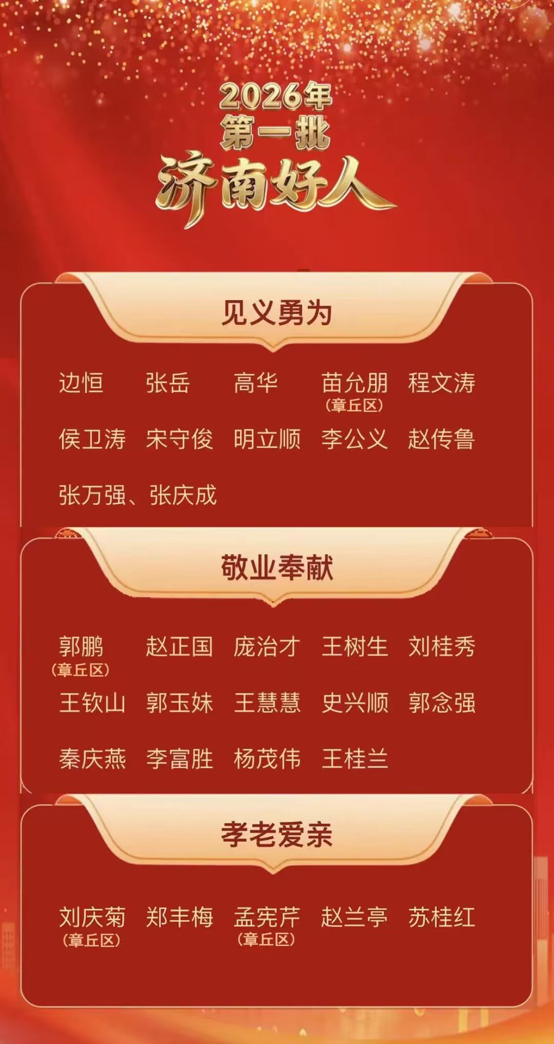 2026年第一批“济南好人”发布,章丘4人入选!