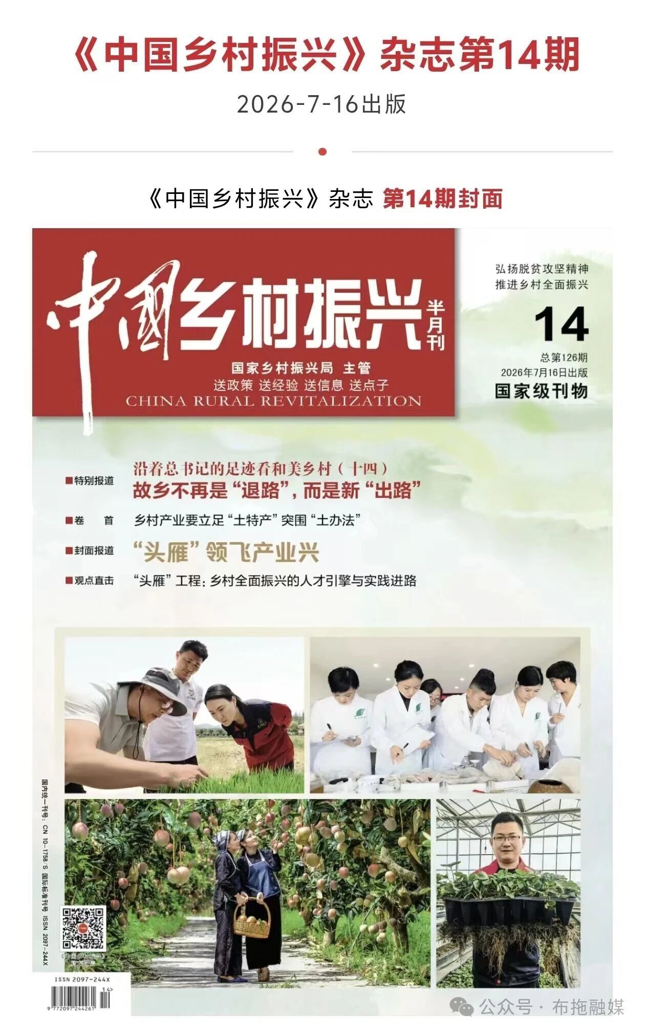 布拖县东西部协作产业项目——高山葡萄“罗拉”种植基地项目成果在《中国乡村振兴》杂志刊发