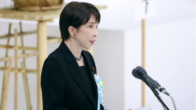 2026年8月15日上午,高市早苗在日本“全国战殁者追悼式”上发表致辞