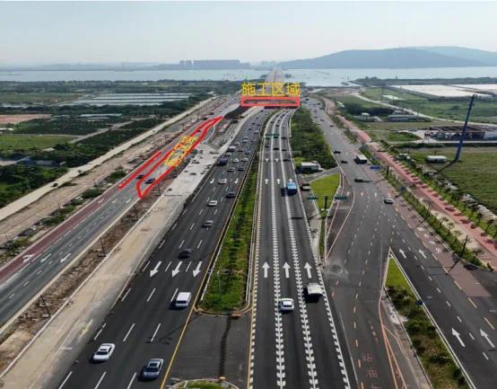 图2 珠海隧道西岸辅道掉头车道、珠海隧道西岸(东往西方向)辅道进主道匝道路段
