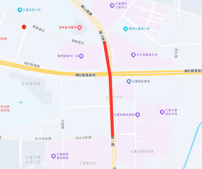 红色区域为项目一期示意图。