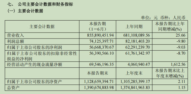 报告期内，嘉华股份实现营业收入8.56亿元，同比增长25.66%，各主要品类实现销量提升，大豆蛋白、大豆油、大豆膳食纤维收入均实现三成左右增长，带动整体营收站上新高点。