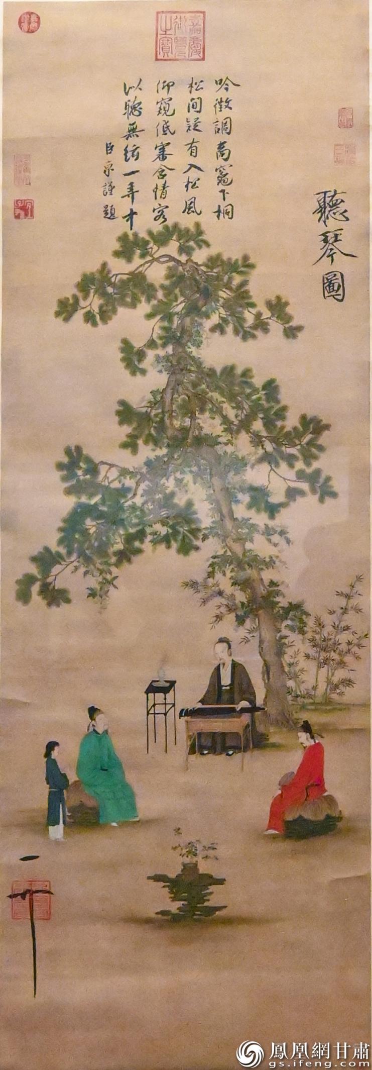 宋徽宗《听琴图》临摹作品呈现抚琴论道、暗通心曲的艺术场景