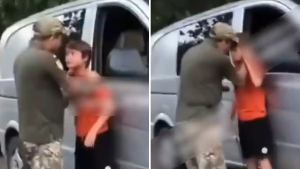 乌克兰征兵人员掐儿童脖子扇耳光