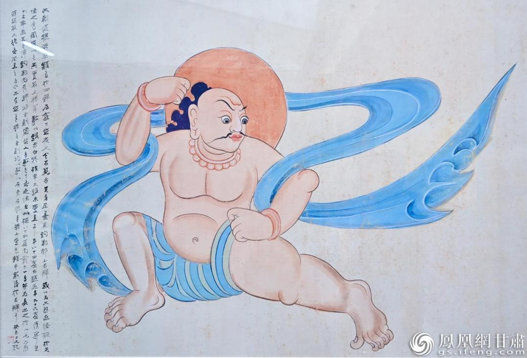 张大千作品《临摹西魏力士图卷》复制品亮相此次展览　王景景　摄
